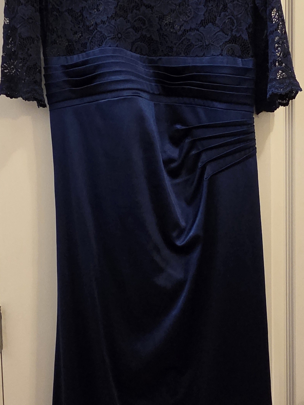 Navy Lace & Satin Evening Dress